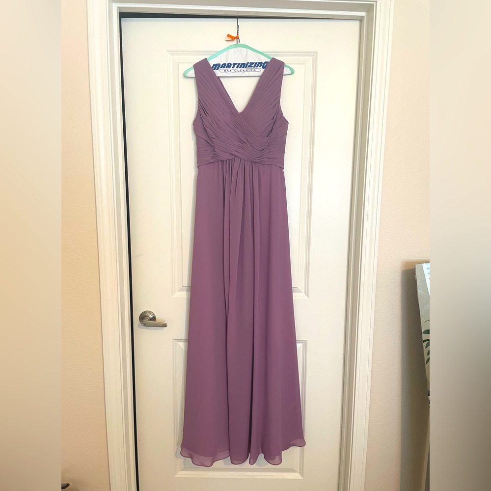 Size US 4, Wisteria/Lavender LanTing A-Line Bridesmaid Dress V Neck Chiffon